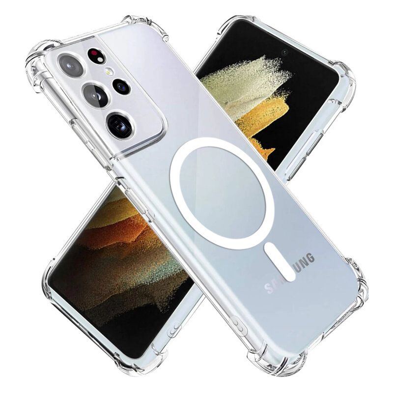Husa Samsung Galaxy S21 Ultra 5G Techsuit Shockproof Clear Silicone MagSafe, transparenta