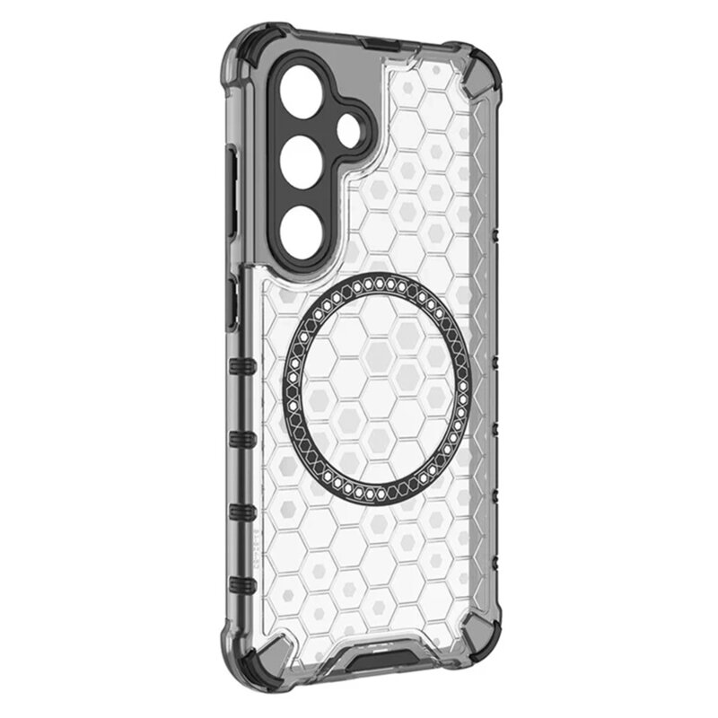 Husa transparenta Samsung Galaxy S25 Plus Techsuit HoneyComb Shield MagSafe, alb