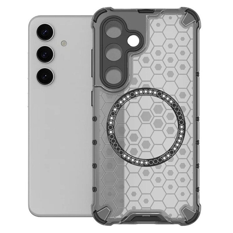 Husa transparenta Samsung Galaxy S25 Plus Techsuit HoneyComb Shield MagSafe, negru