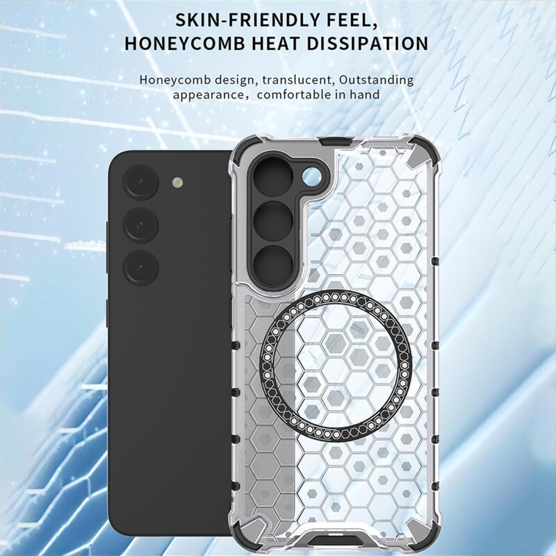 Husa transparenta Samsung Galaxy A05s Techsuit HoneyComb Shield MagSafe, alb