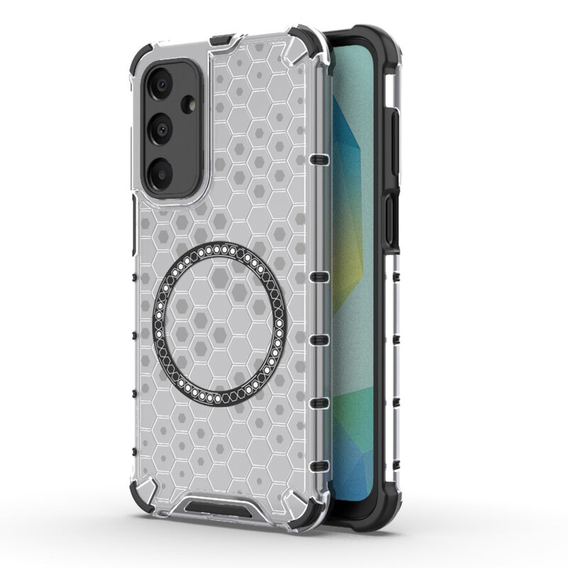 Husa transparenta Samsung Galaxy A16 5G Techsuit HoneyComb Shield MagSafe, alb