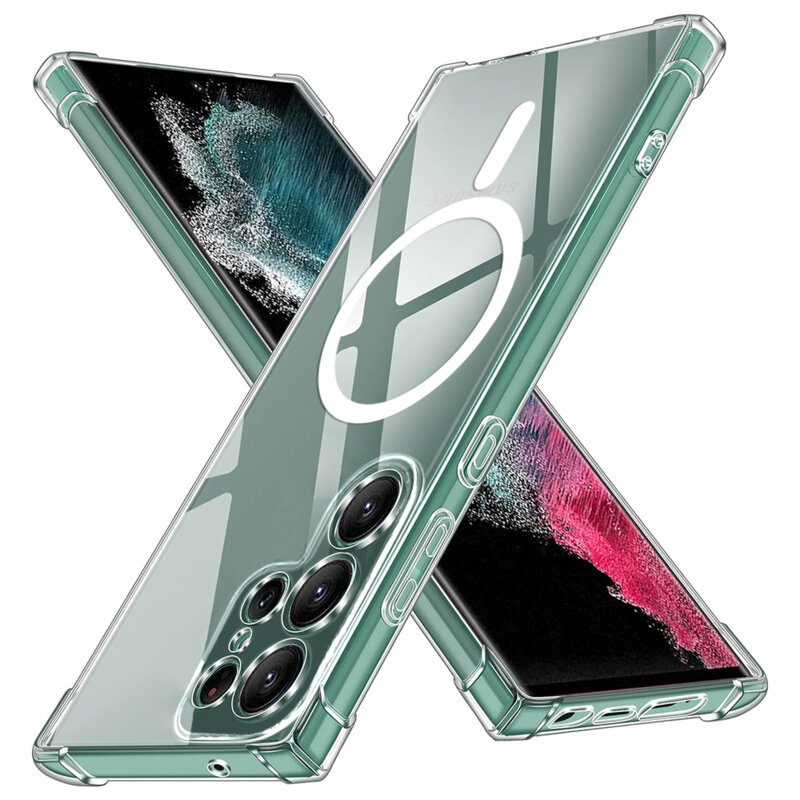 Husa Samsung Galaxy S22 Ultra 5G Techsuit Shockproof Clear Silicone MagSafe, transparenta