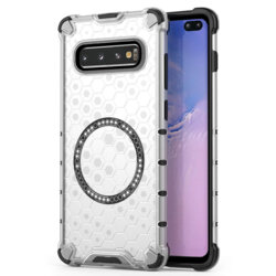 Husa transparenta Samsung Galaxy S10 Plus Techsuit HoneyComb Shield MagSafe, alb
