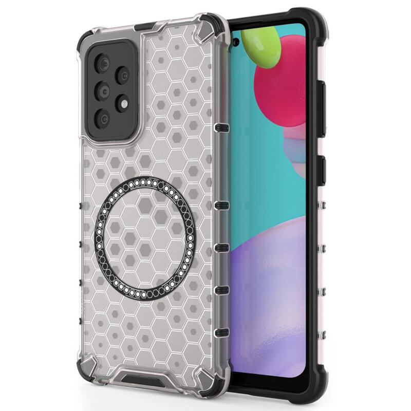 Husa transparenta Samsung Galaxy A52s 5G Techsuit HoneyComb Shield MagSafe, alb