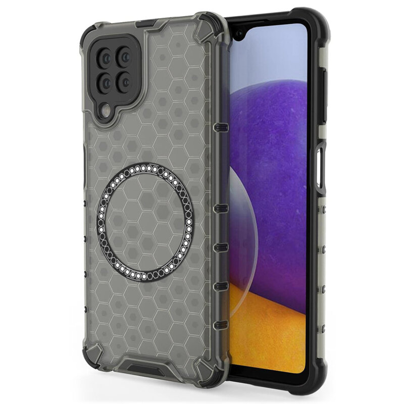 Husa transparenta Samsung Galaxy A22 5G Techsuit HoneyComb Shield MagSafe, negru