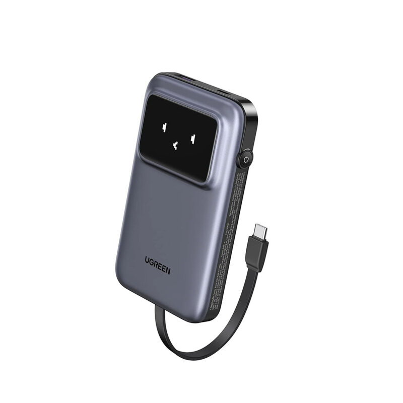 Baterie externa USB cu cablu Type-C 30W, Ugreen, gri, 35603B