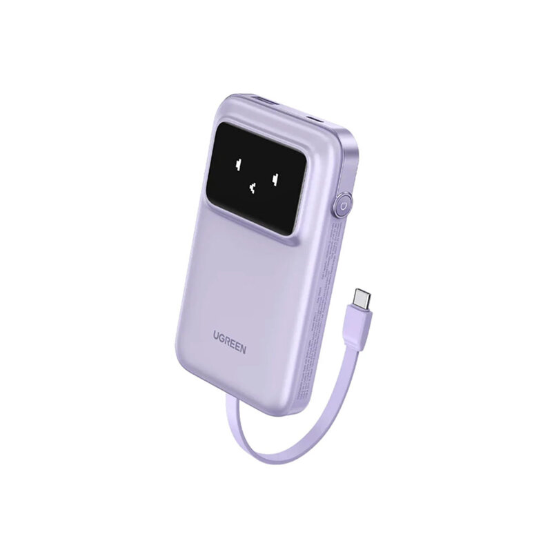 Baterie externa USB cu cablu Type-C 30W, Ugreen, mov, 35604B