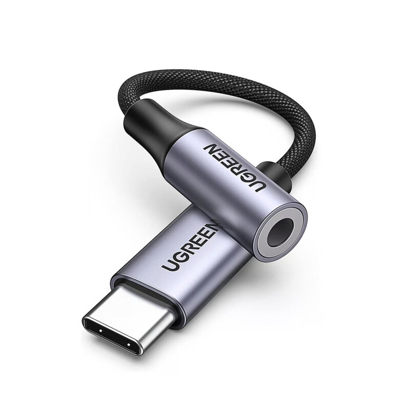 Adaptor audio Ugreen AV161, convertor Type-C la Jack 3.5mm, gri, 80154