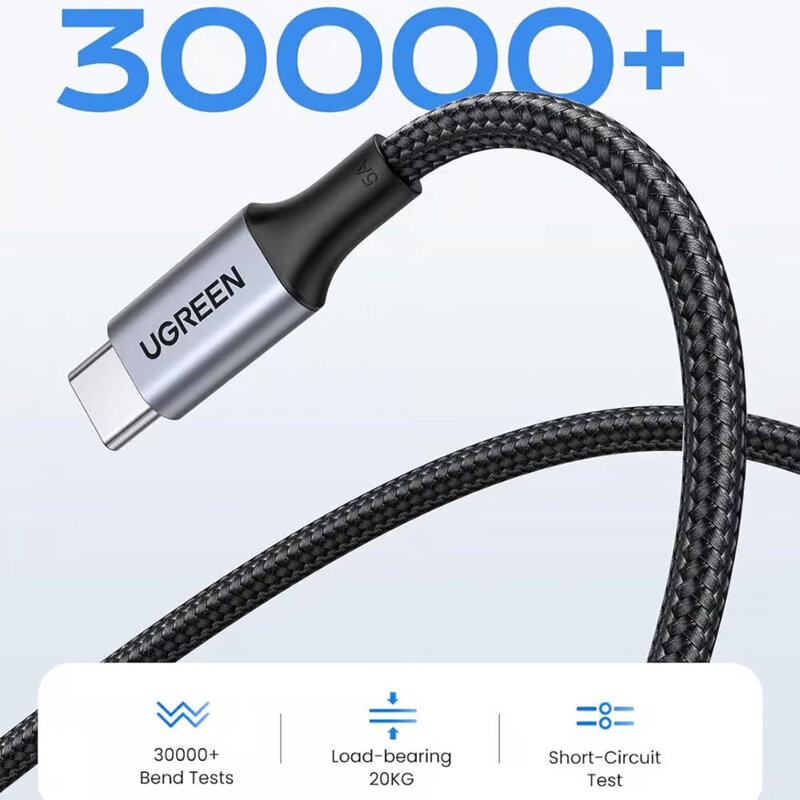 Cablu de date Type-C PD100W Ugreen, 5A, 2m, negru, 70429