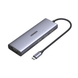 Hub USB-C la 3x USB-A, Type-C, HDMI, VGA, RJ45, SD/TF Card Ugreen, 15600