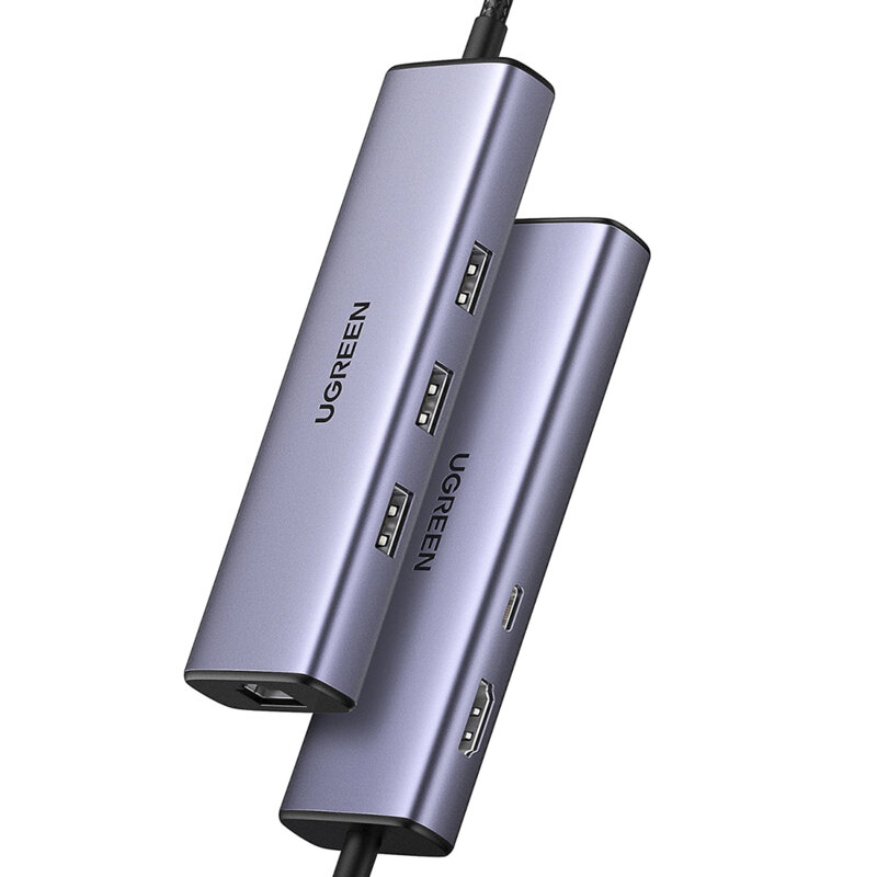 Hub USB-C la 3x USB-A, HDMI, RJ45, Type-C PD100W Ugreen, 15598