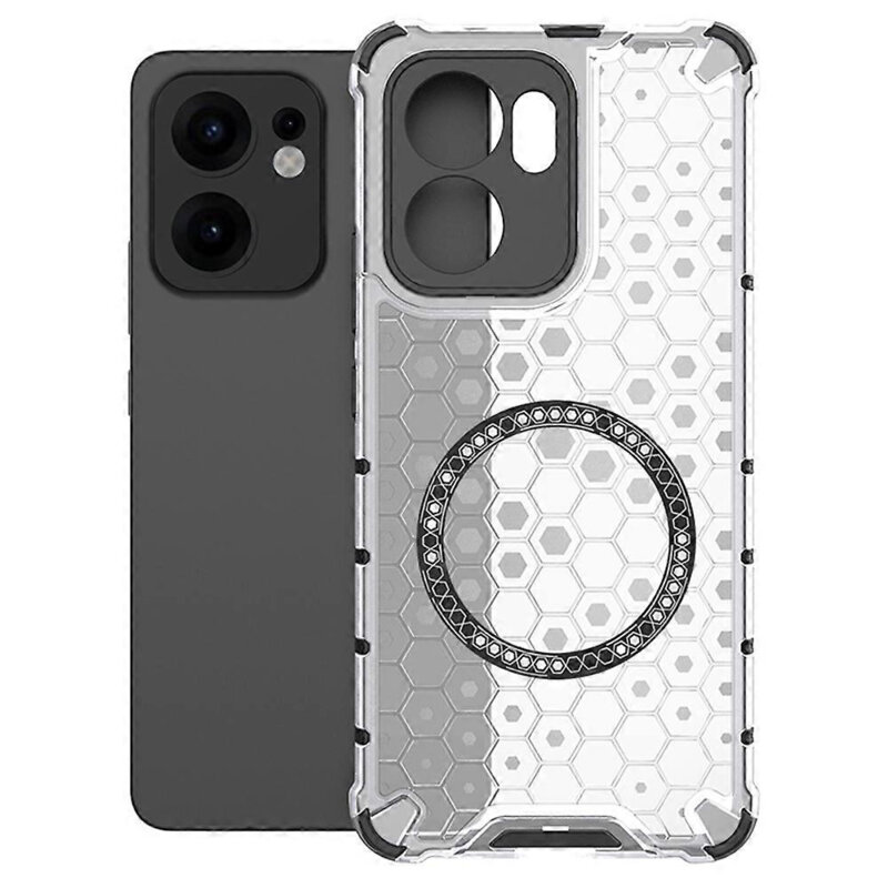 Husa transparenta Oppo Reno13 FS 5G Techsuit HoneyComb Shield MagSafe, alb