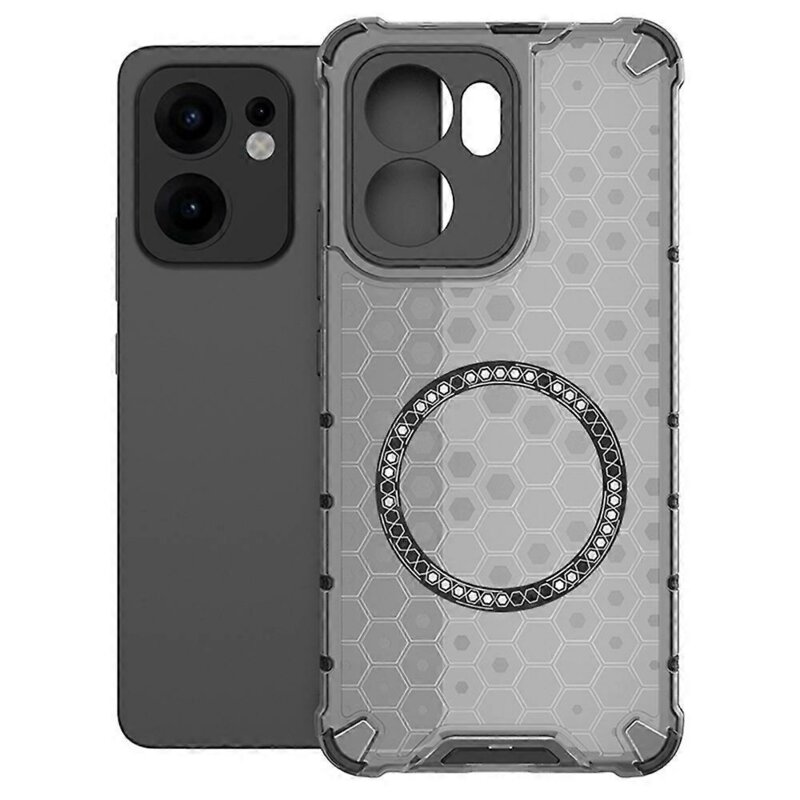 Husa transparenta Oppo Reno13 FS 5G Techsuit HoneyComb Shield MagSafe, negru