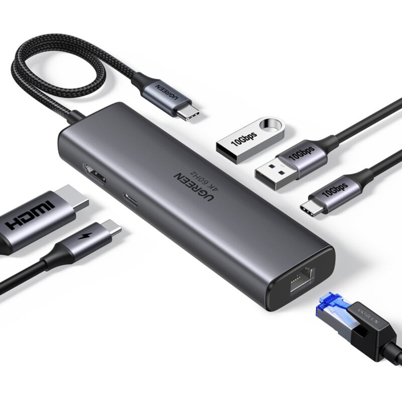 HUB USB-C la 2x USB3.2, 2x Type-C, HDMI, RJ45 Ugreen, 45000