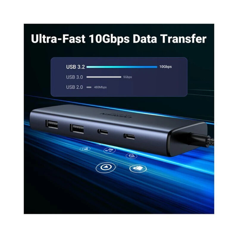 Hub USB-C la 3x Type-C, 2x USB-A, 2x HDMI Ugreen, 45379