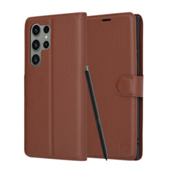 Husa Samsung Galaxy S23 Ultra Techsuit Leather Folio, maro