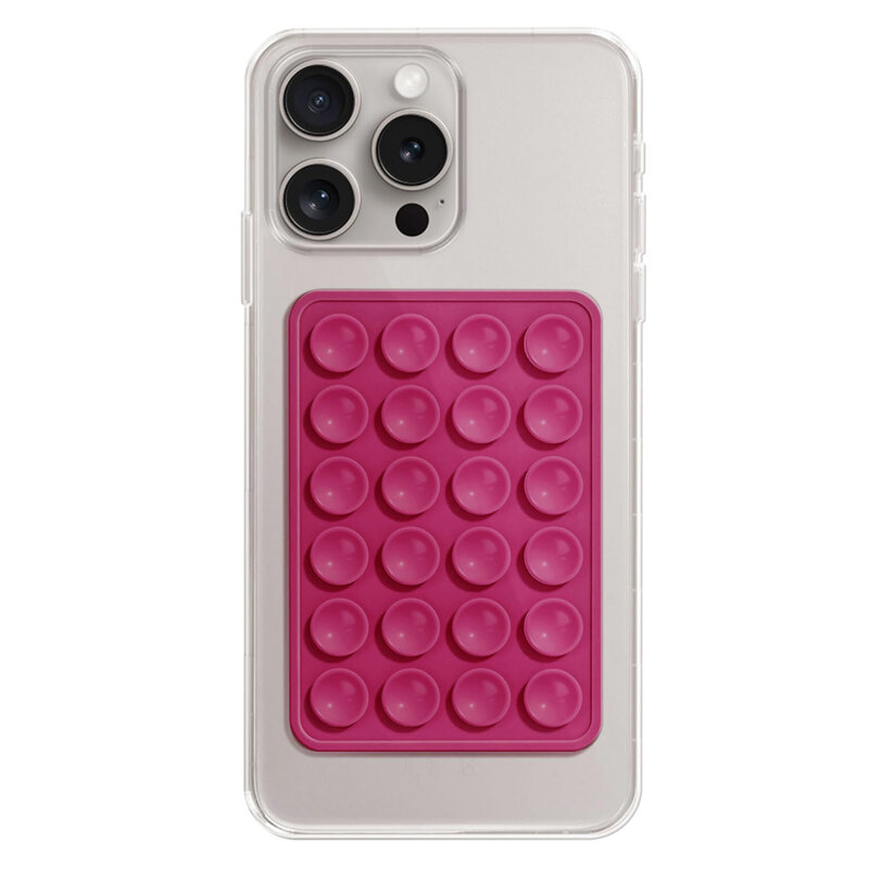 Suport adeziv cu ventuze pentru telefon Techsuit SM-PAD, magenta