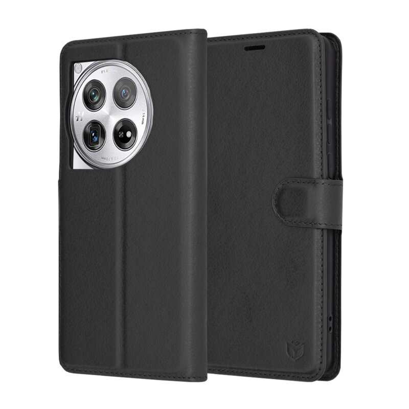 Husa OnePlus 12 Techsuit Leather Folio, negru