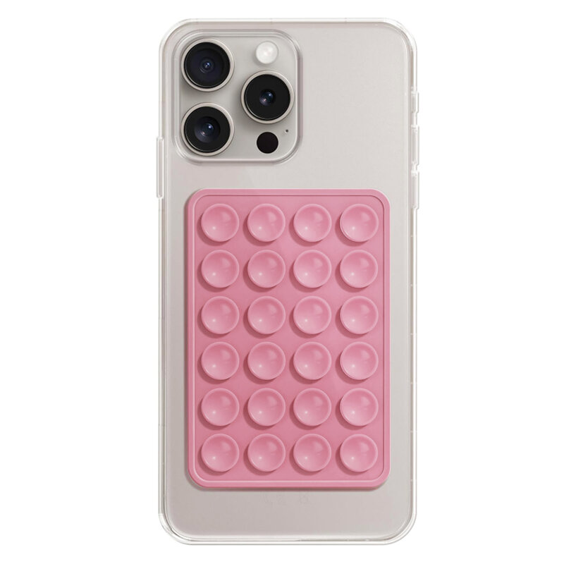 Suport adeziv cu ventuze pentru telefon Techsuit SPP-PAD, roz coral