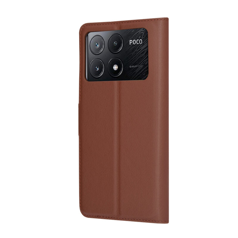 Husa Xiaomi Poco X6 Pro Techsuit Leather Folio, maro