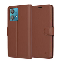 Husa Motorola Edge 40 Neo Techsuit Leather Folio, maro