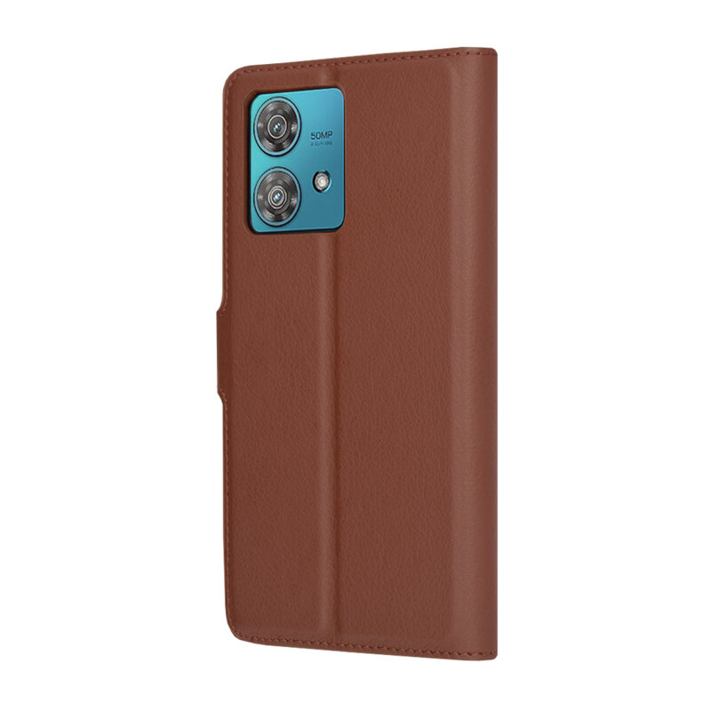 Husa Motorola Edge 40 Neo Techsuit Leather Folio, maro
