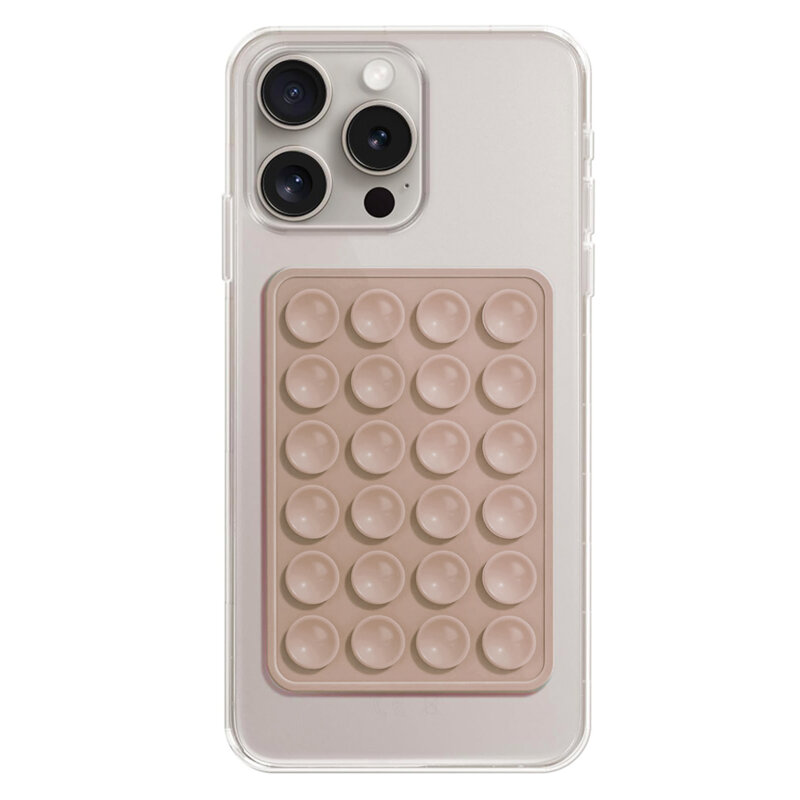 Suport adeziv cu ventuze pentru telefon Techsuit SL-PAD, maro deschis