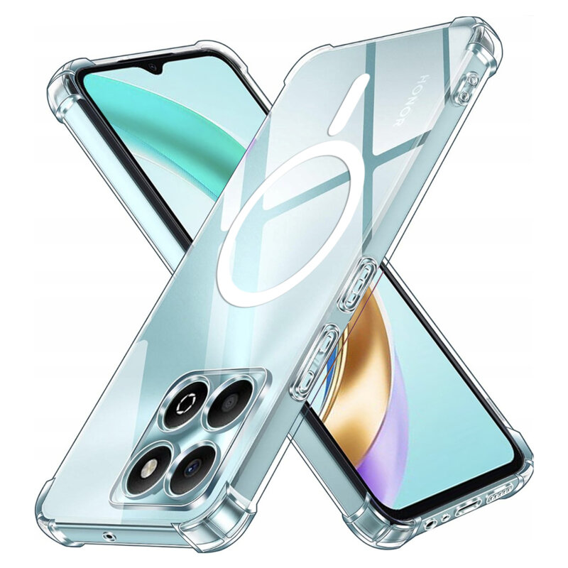 Husa Honor X6b Techsuit Shockproof Clear Silicone MagSafe, transparenta