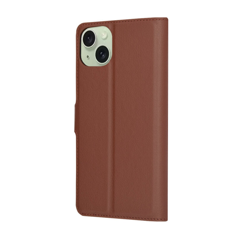 Husa iPhone 15 Plus Techsuit Leather Folio, maro