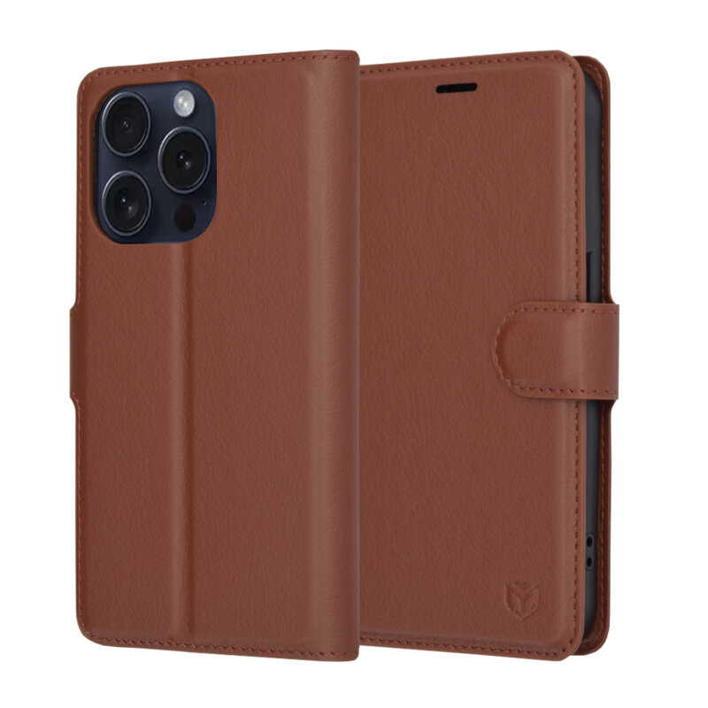 Husa iPhone 15 Pro Techsuit Leather Folio, maro