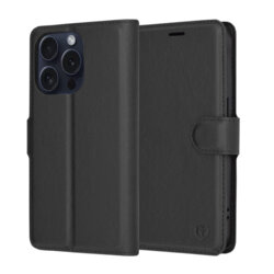 Husa iPhone 15 Pro Techsuit Leather Folio, negru