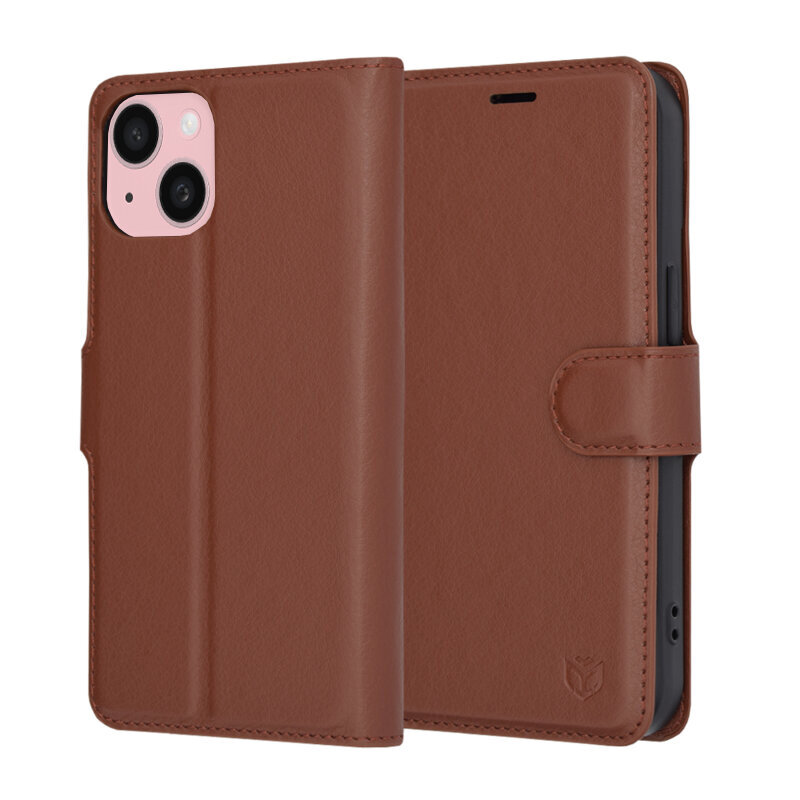 Husa iPhone 15 Techsuit Leather Folio, maro