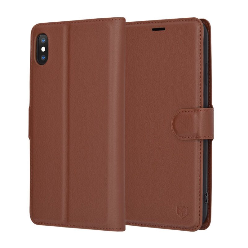 Husa iPhone XS Max Techsuit Leather Folio, maro