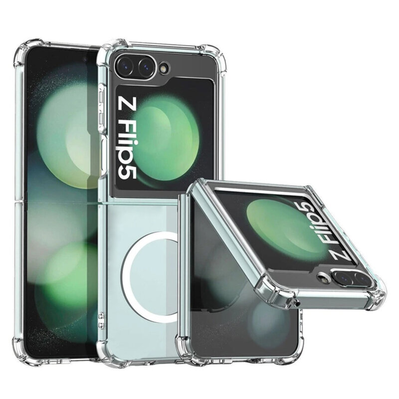 Husa Samsung Galaxy Z Flip5 Techsuit Shockproof Clear Silicone MagSafe, transparenta