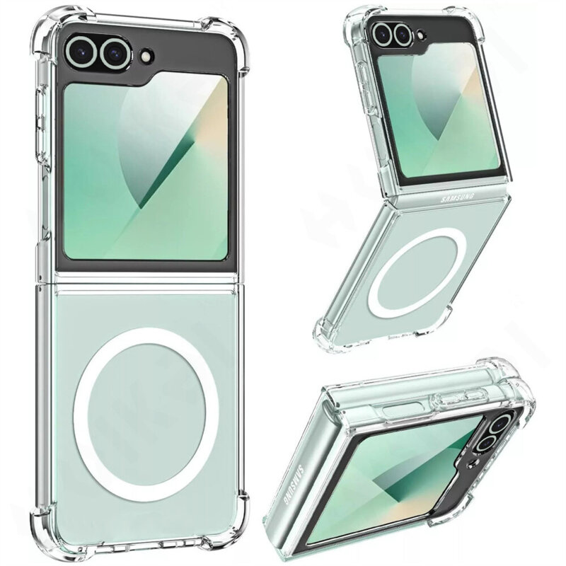 Husa Samsung Galaxy Z Flip6 Techsuit Shockproof Clear Silicone MagSafe, transparenta