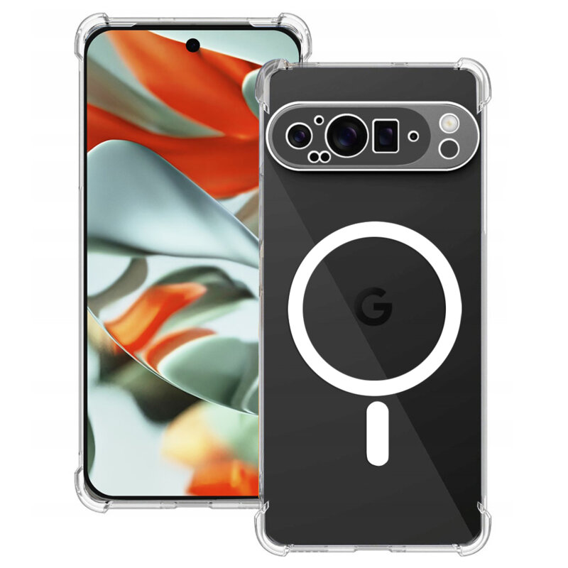 Husa Google Pixel 9 Pro XL Techsuit Shockproof Clear Silicone MagSafe, transparenta