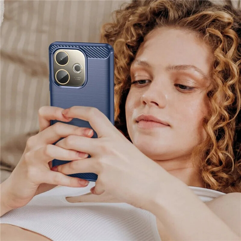 Husa Oppo A5 Pro 4G Techsuit Carbon Silicone, albastru