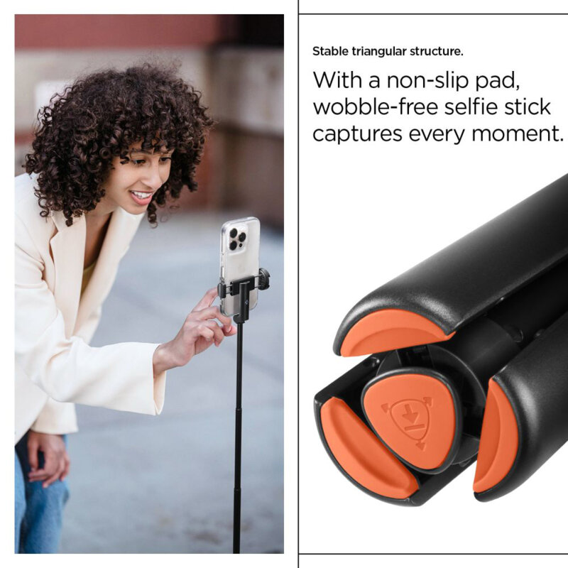 Selfie stick tripod Bluetooth, telecomanda Spigen S541W, negru