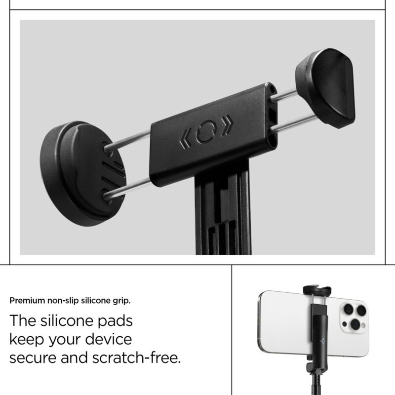 Selfie stick tripod Bluetooth, telecomanda Spigen S541W, negru