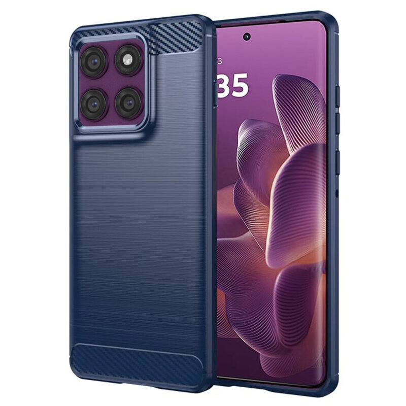 Husa Motorola Edge 60 Pro Techsuit Carbon Silicone, albastru