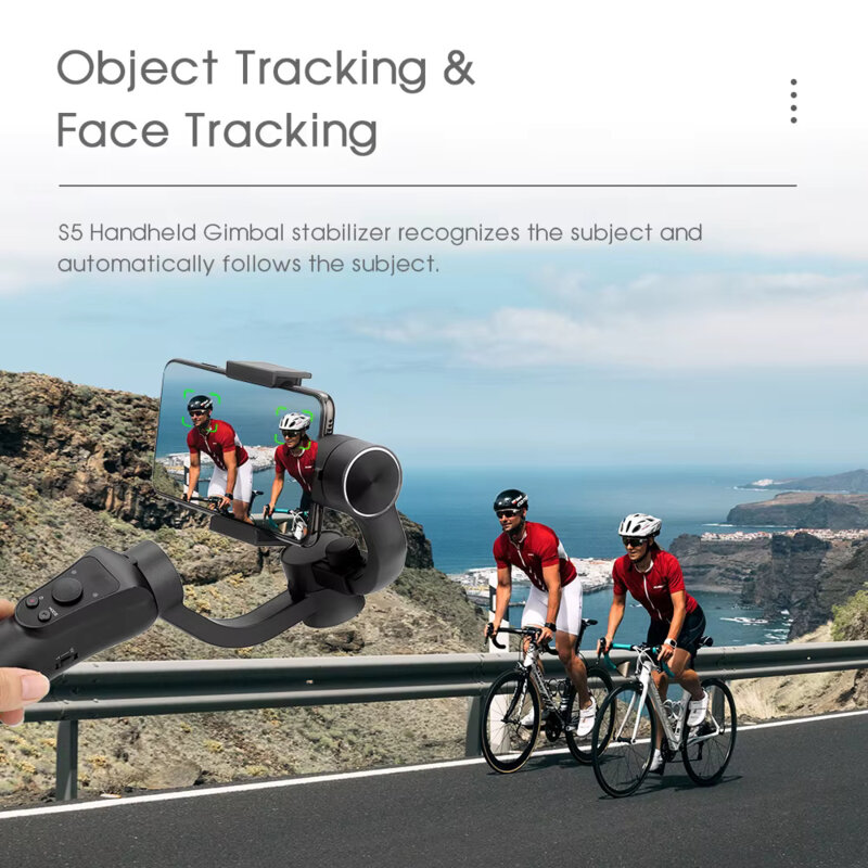 Gimbal telefon 360° Face Tracking Techsuit S5, negru