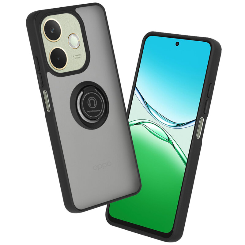 Husa Oppo A5 Pro 4G Techsuit Glinth cu inel suport stand magnetic, negru