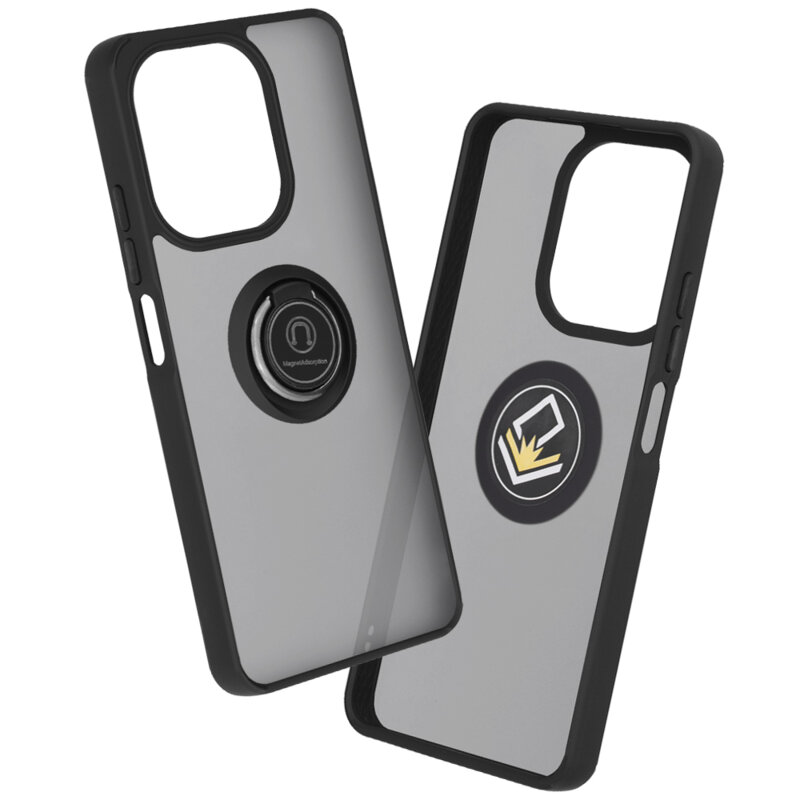 Husa Oppo A5 Pro 5G Techsuit Glinth cu inel suport stand magnetic, negru