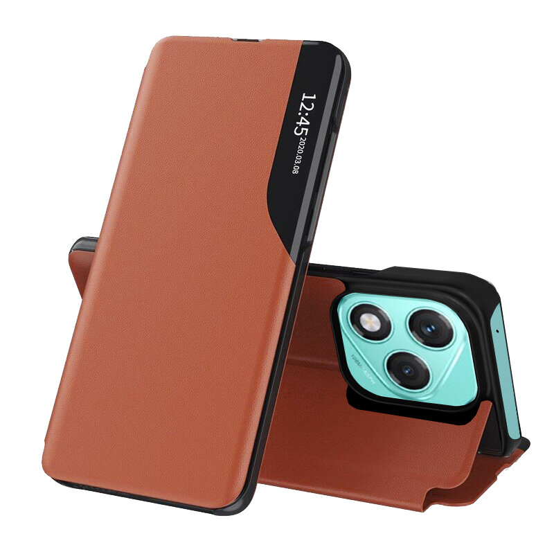 Husa Honor 400 Lite Eco Leather View flip tip carte, portocaliu