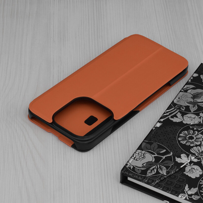Husa Honor 400 Lite Eco Leather View flip tip carte, portocaliu