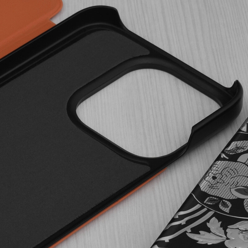 Husa Honor 400 Lite Eco Leather View flip tip carte, portocaliu