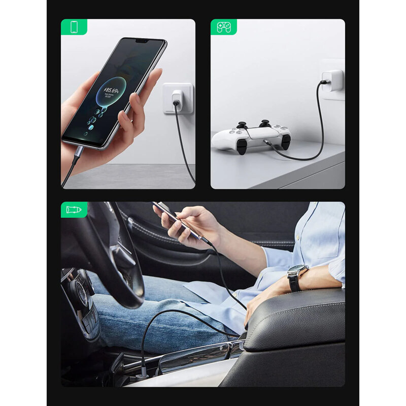 Cablu de date USB la Type-C Ugreen, 3A, 2m, gri, 60128