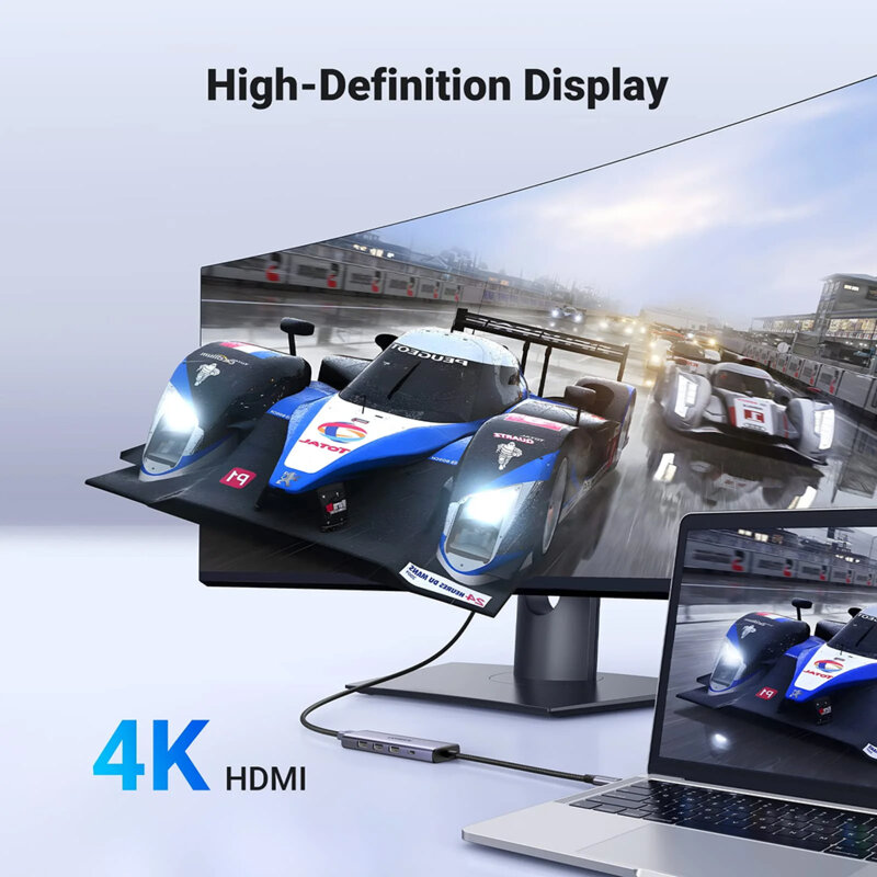 Hub 5in1 Type-C, USB3.0, HDMI Ugreen, 4K, 100W, 0.25m, 15596