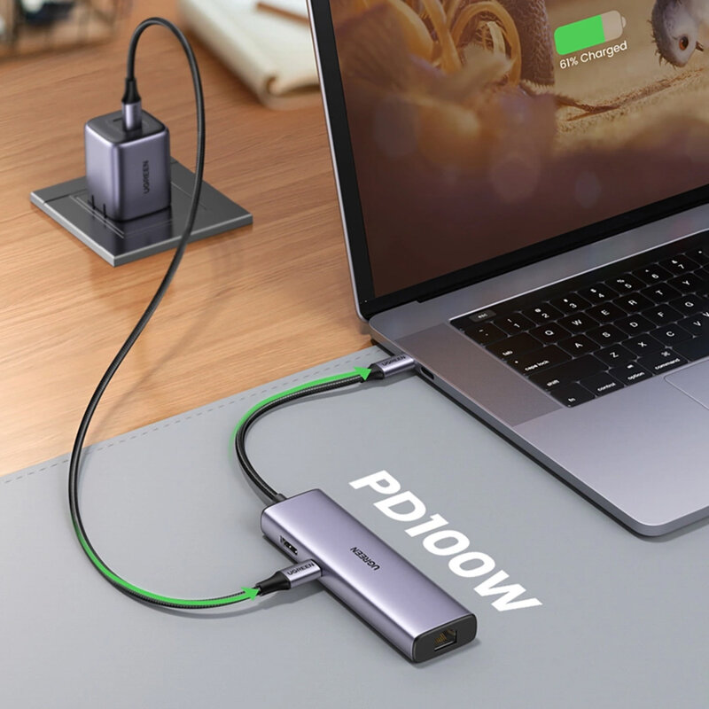 Hub Type-C la Type-C, 2x USB, HDMI, RJ45, SD/TF Ugreen, 90568