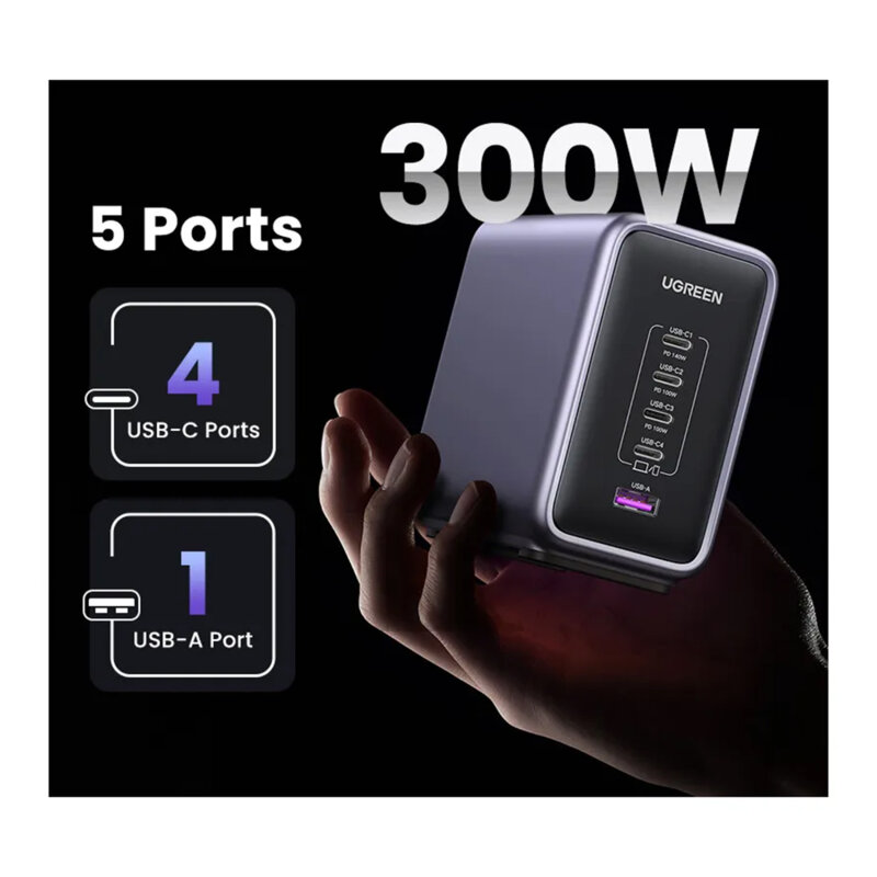 Incarcator retea GaN Super Fast Charge Ugreen, 300W, 2m, 90903B